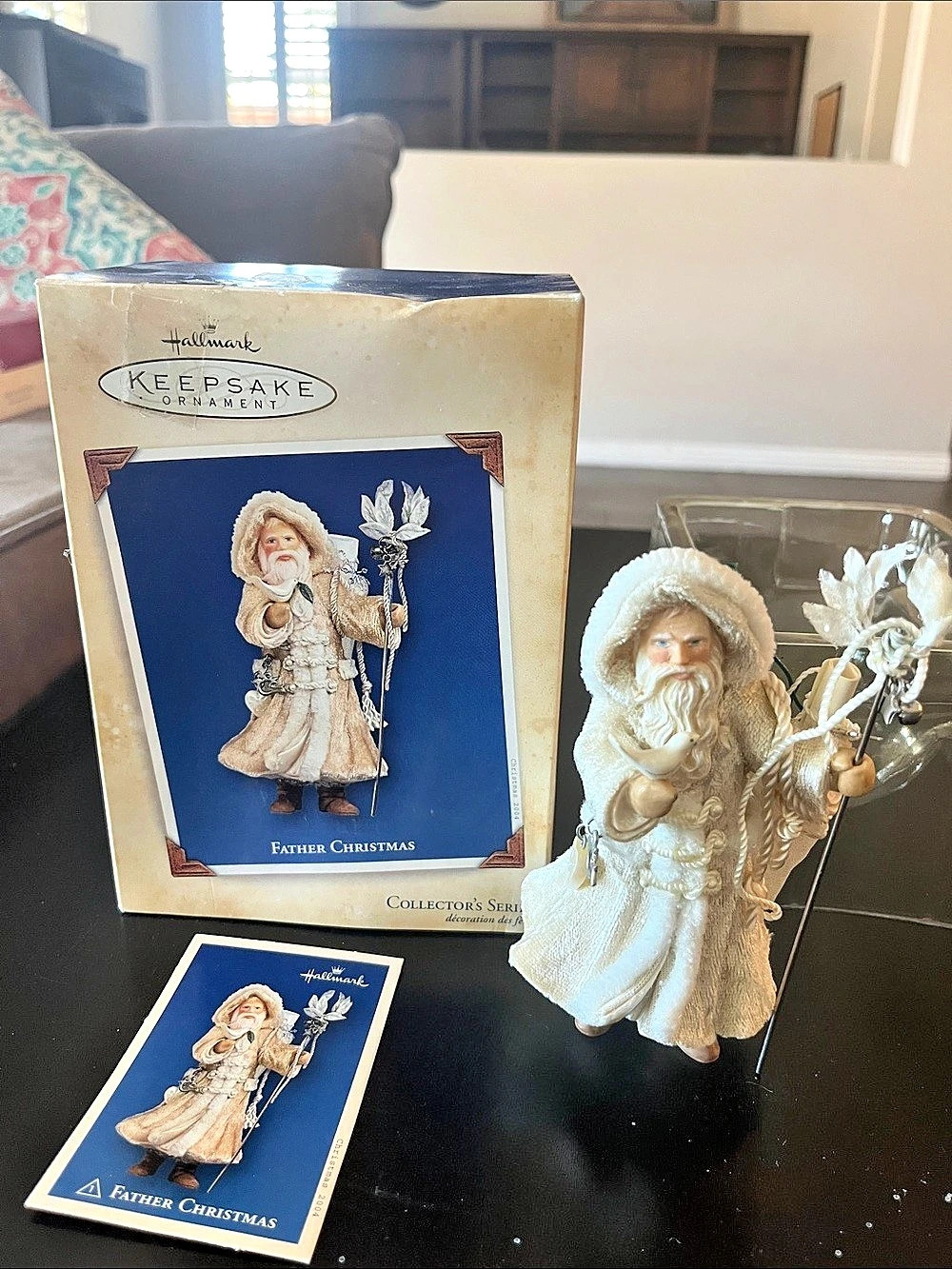 Hallmark Father Christmas Holiday Ornament White & Gold